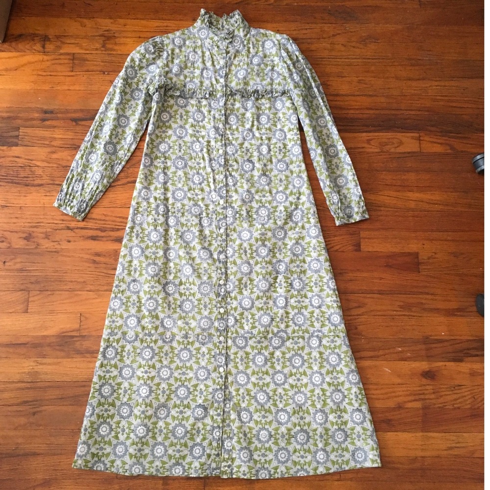 Hampton House A Line Dress Size S Floral‎ Ruffle Collar Button Front Cottagecore